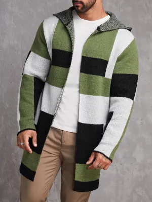 "Chic and Cozy Color Block Hooded Duster Cardigan - Stay Stylish all Season Long!"