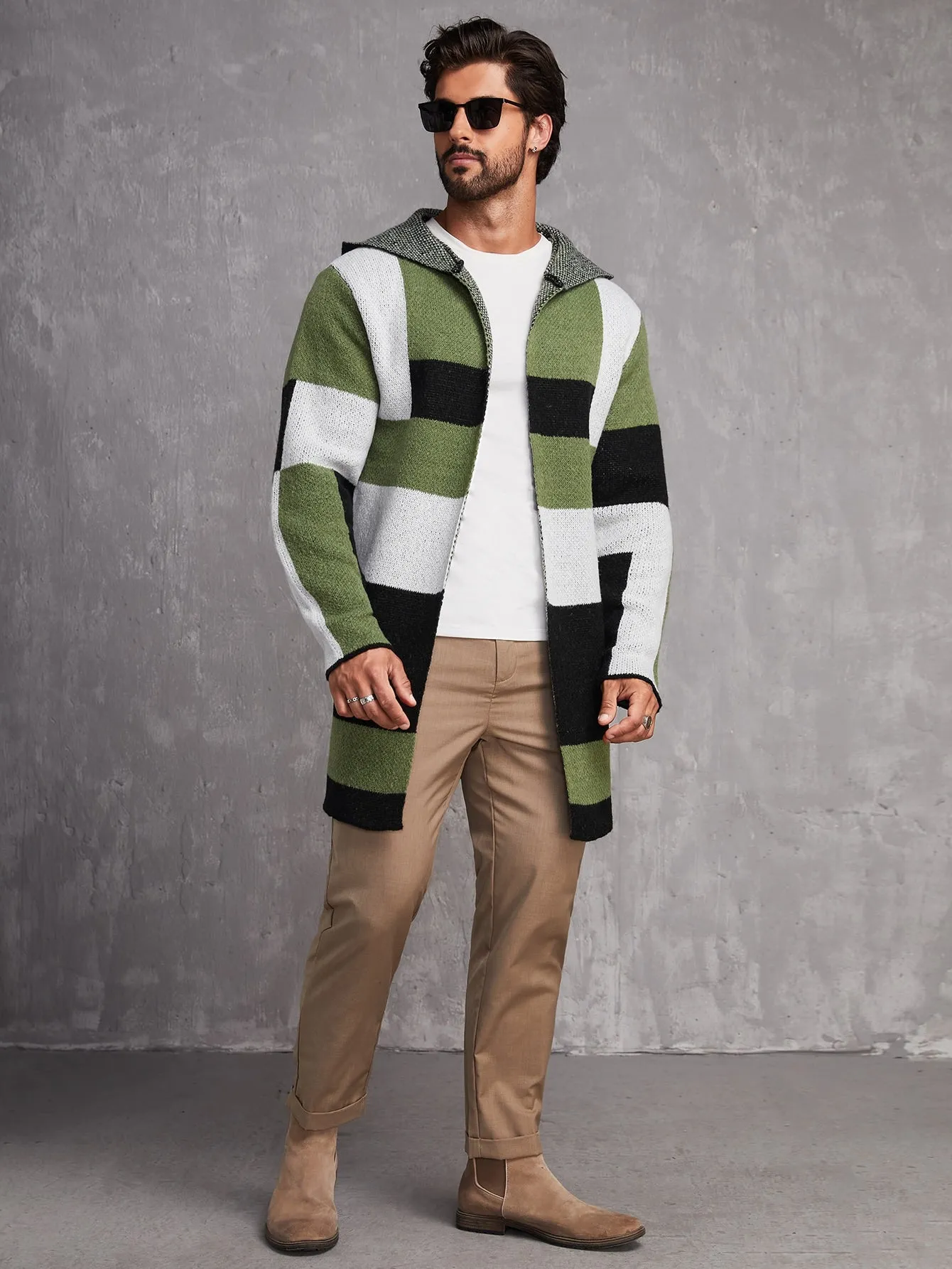 "Chic and Cozy Color Block Hooded Duster Cardigan - Stay Stylish all Season Long!"