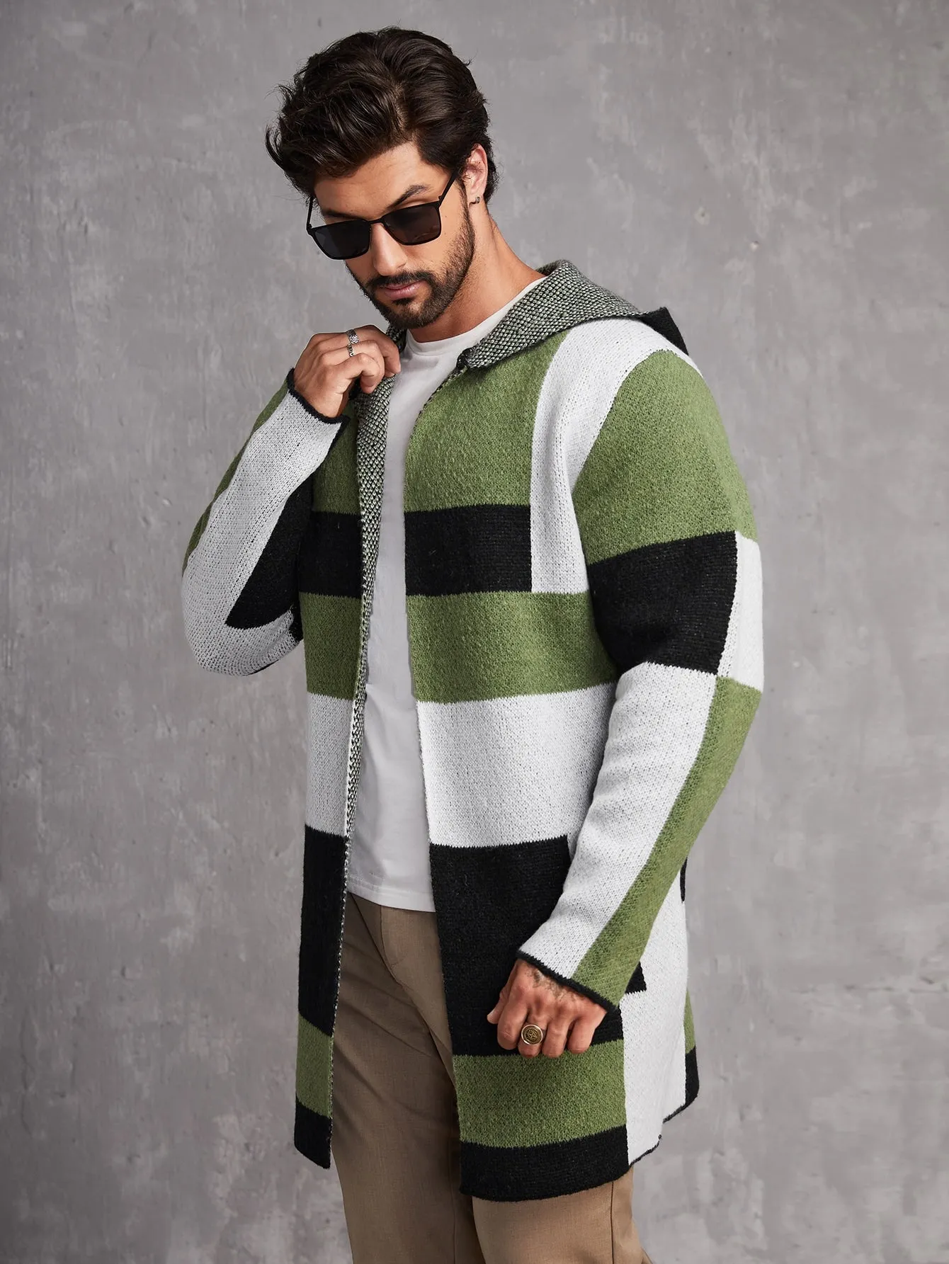 "Chic and Cozy Color Block Hooded Duster Cardigan - Stay Stylish all Season Long!"