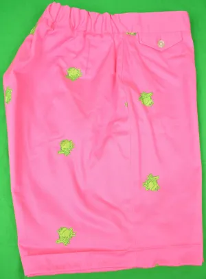 "Chipp Hot Pink Chino Shorts w/ Embroidered Lime Green Frogs" Sz: 32