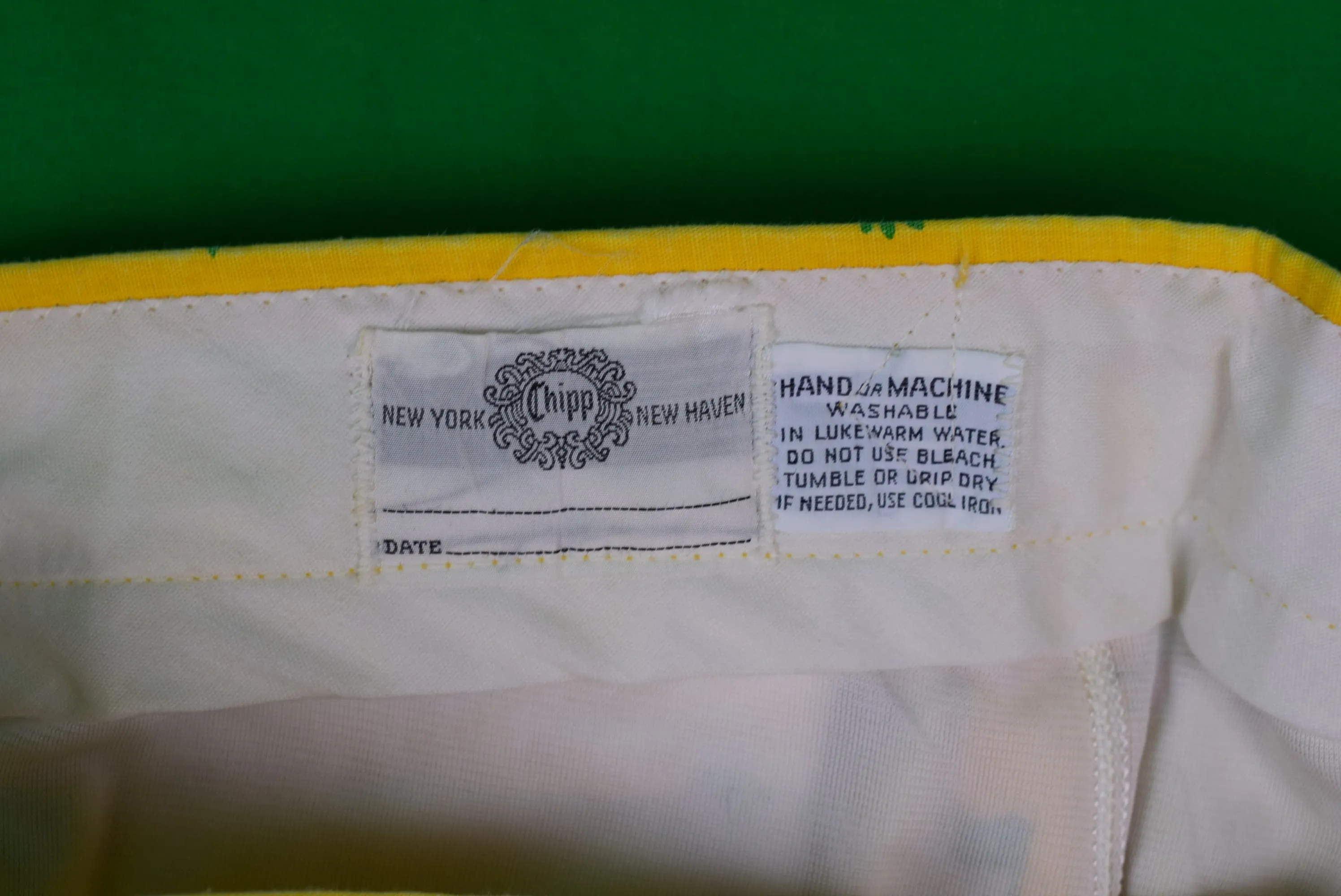 "Chipp Yellow Swim Trunks w/ Green Frog/ Strawberry Print" Sz 35 (SOLD)