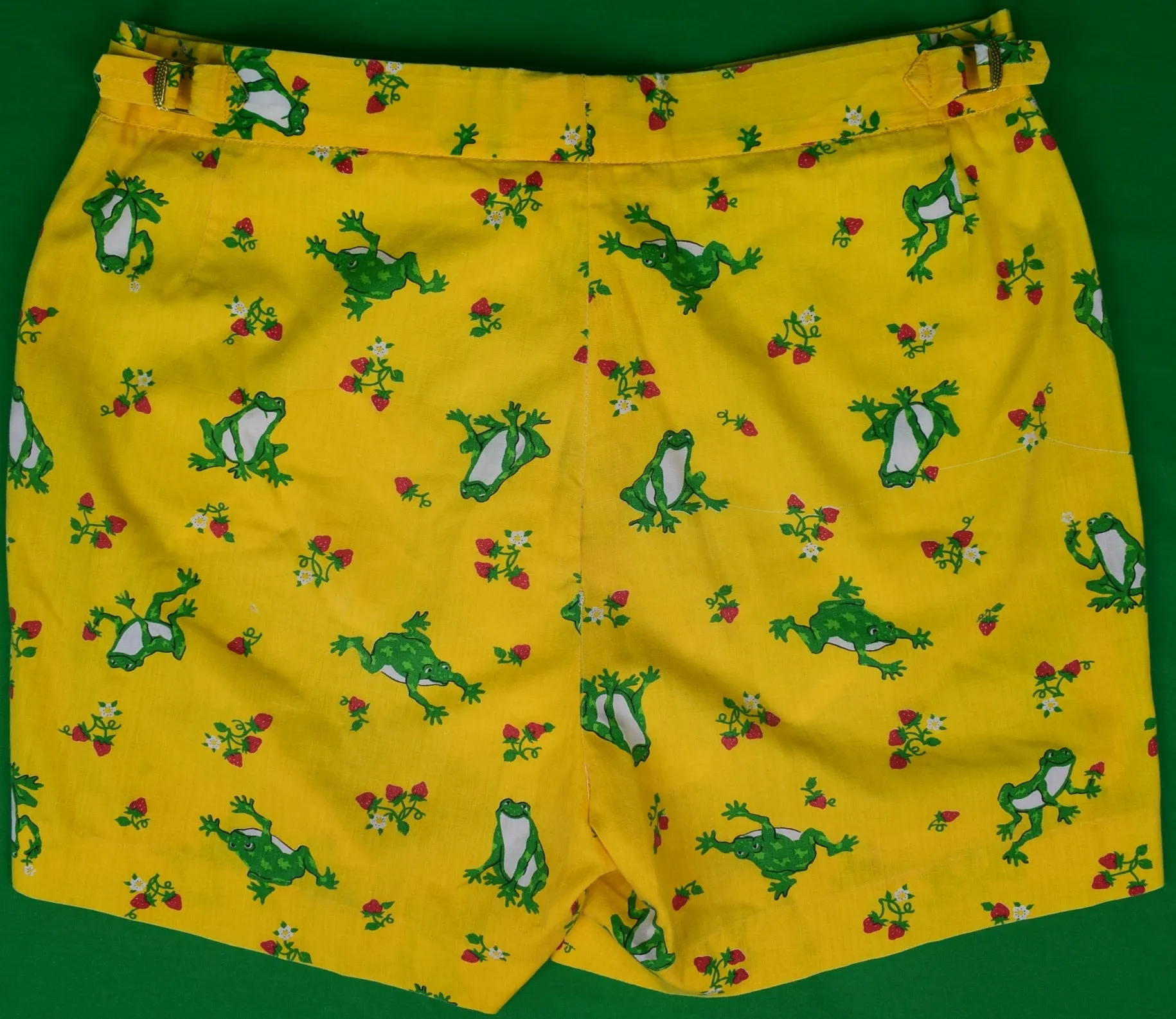 "Chipp Yellow Swim Trunks w/ Green Frog/ Strawberry Print" Sz 35 (SOLD)