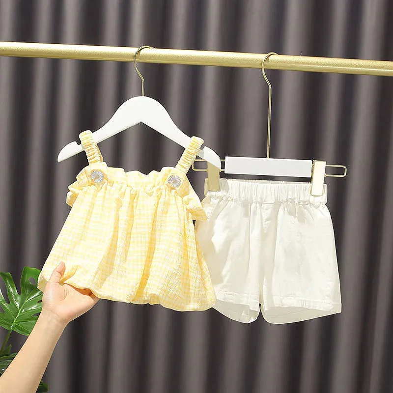 "Katie" 2 PC Summer Plaid Plaid Shorts Set