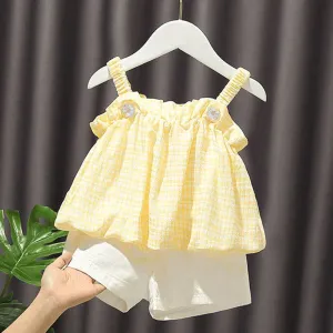 "Katie" 2 PC Summer Plaid Plaid Shorts Set