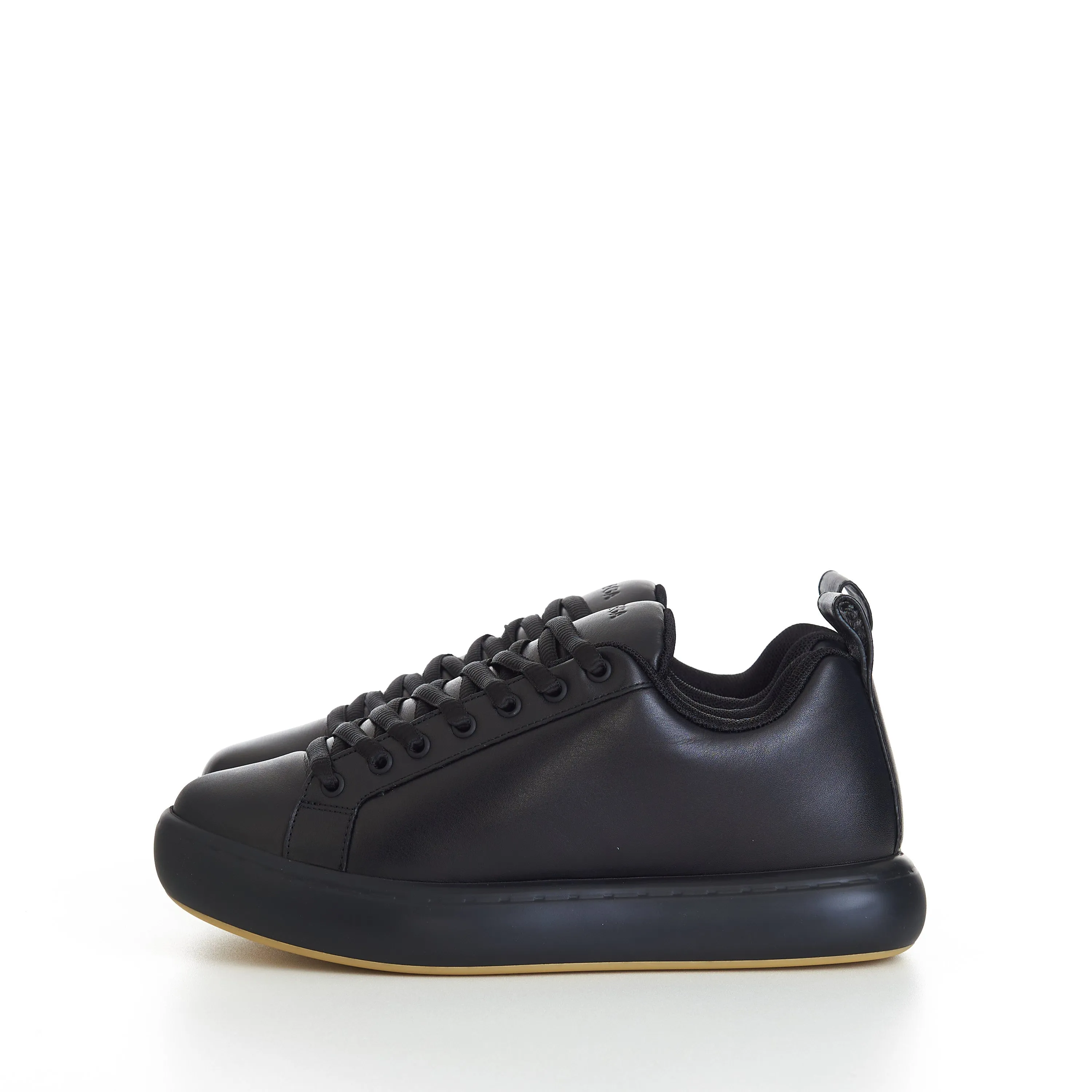 "Pillow" Lace-up Sneakers In Black / Natural Padded Leather