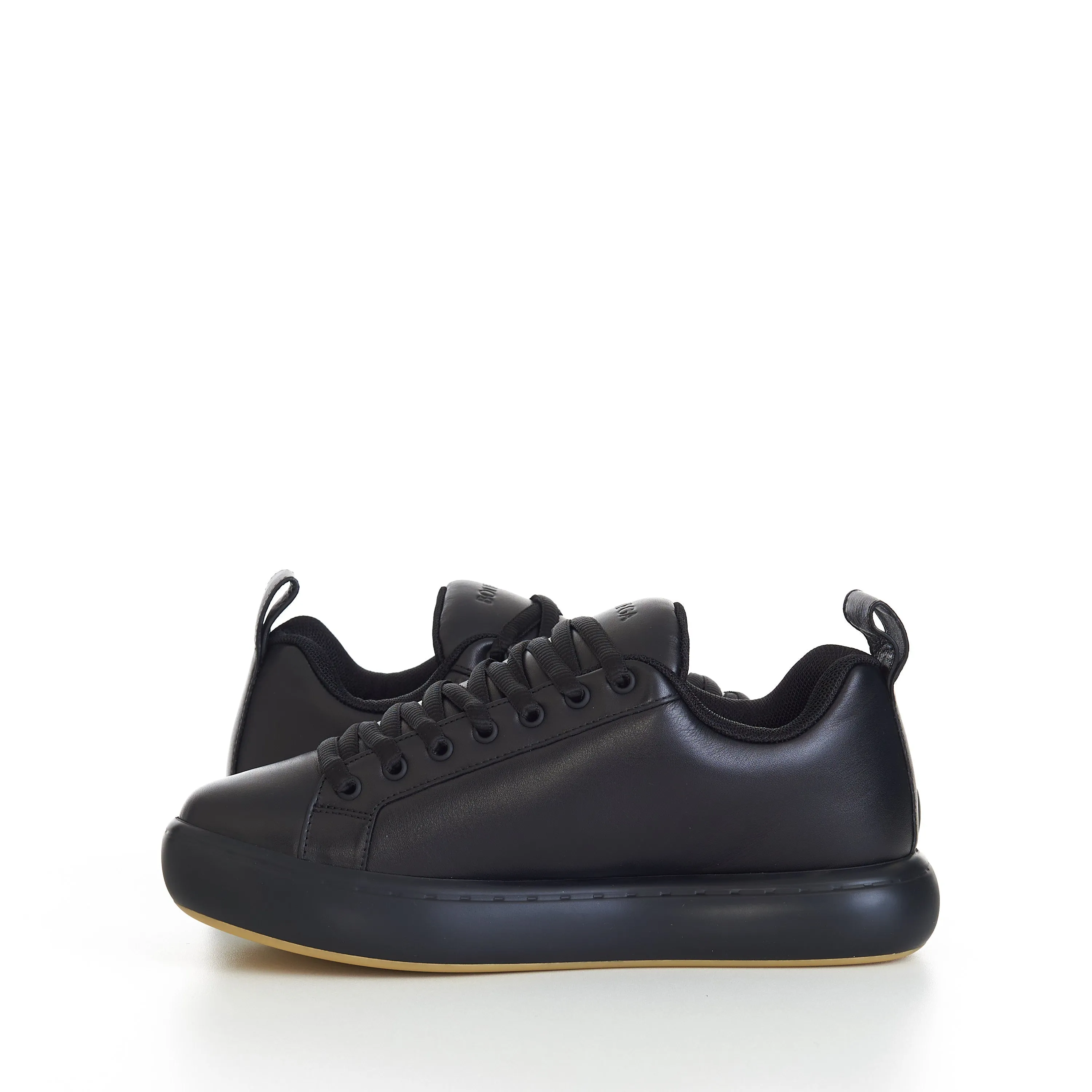 "Pillow" Lace-up Sneakers In Black / Natural Padded Leather