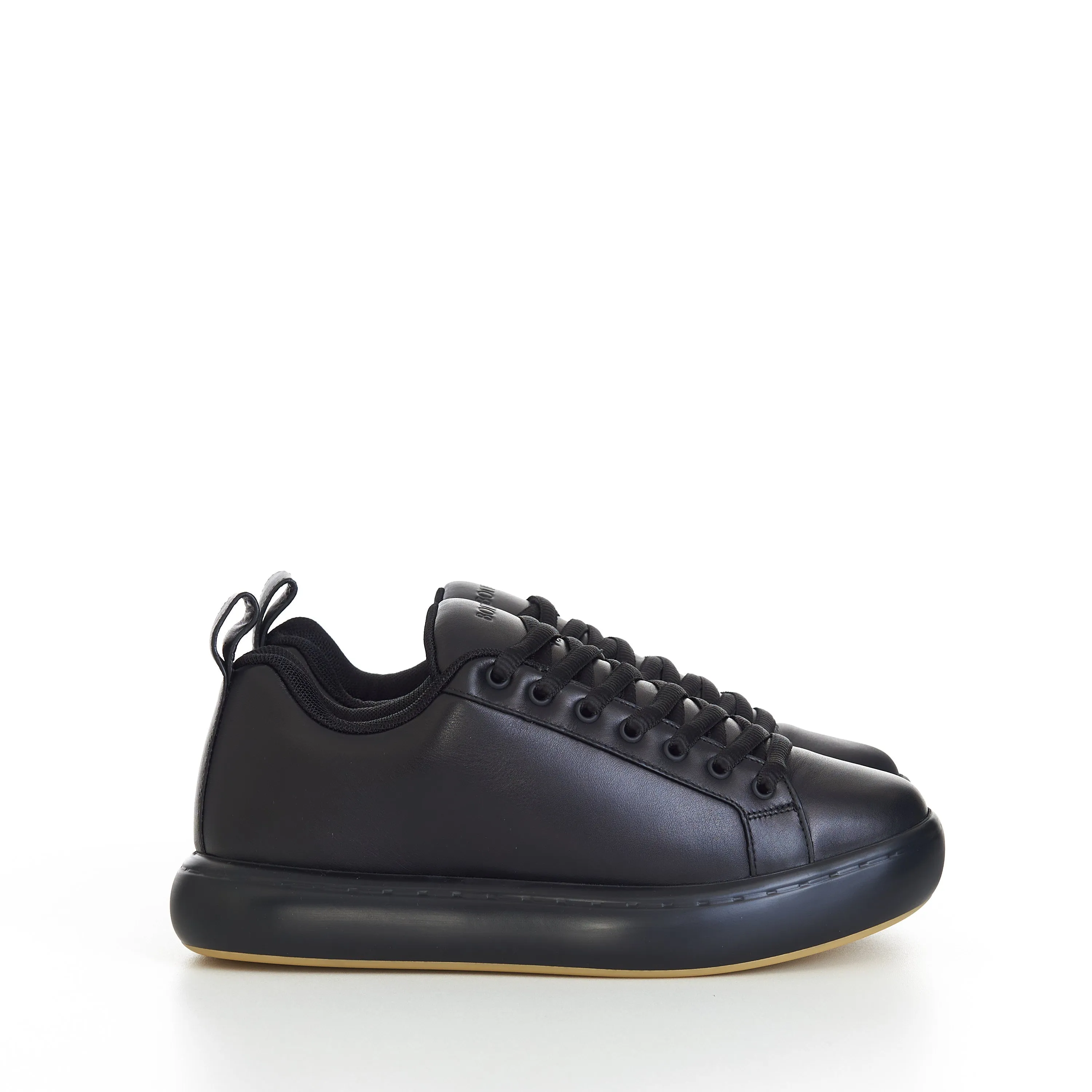 "Pillow" Lace-up Sneakers In Black / Natural Padded Leather