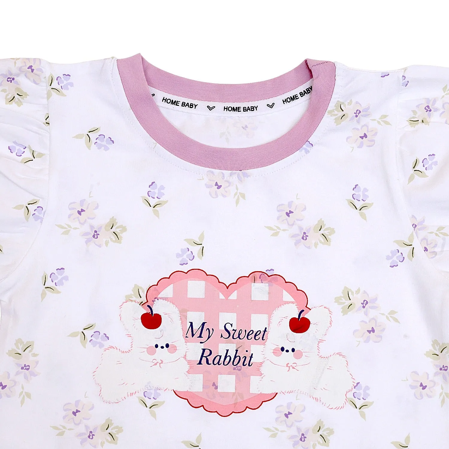 Rabbit Half Sleeves Shorts Set for Girls