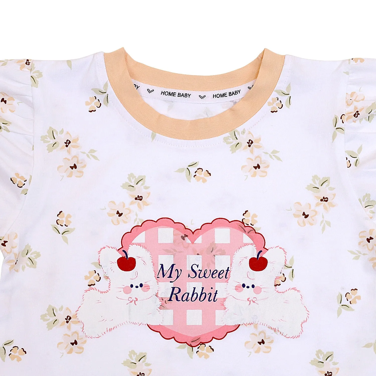 Rabbit Half Sleeves Shorts Set for Girls