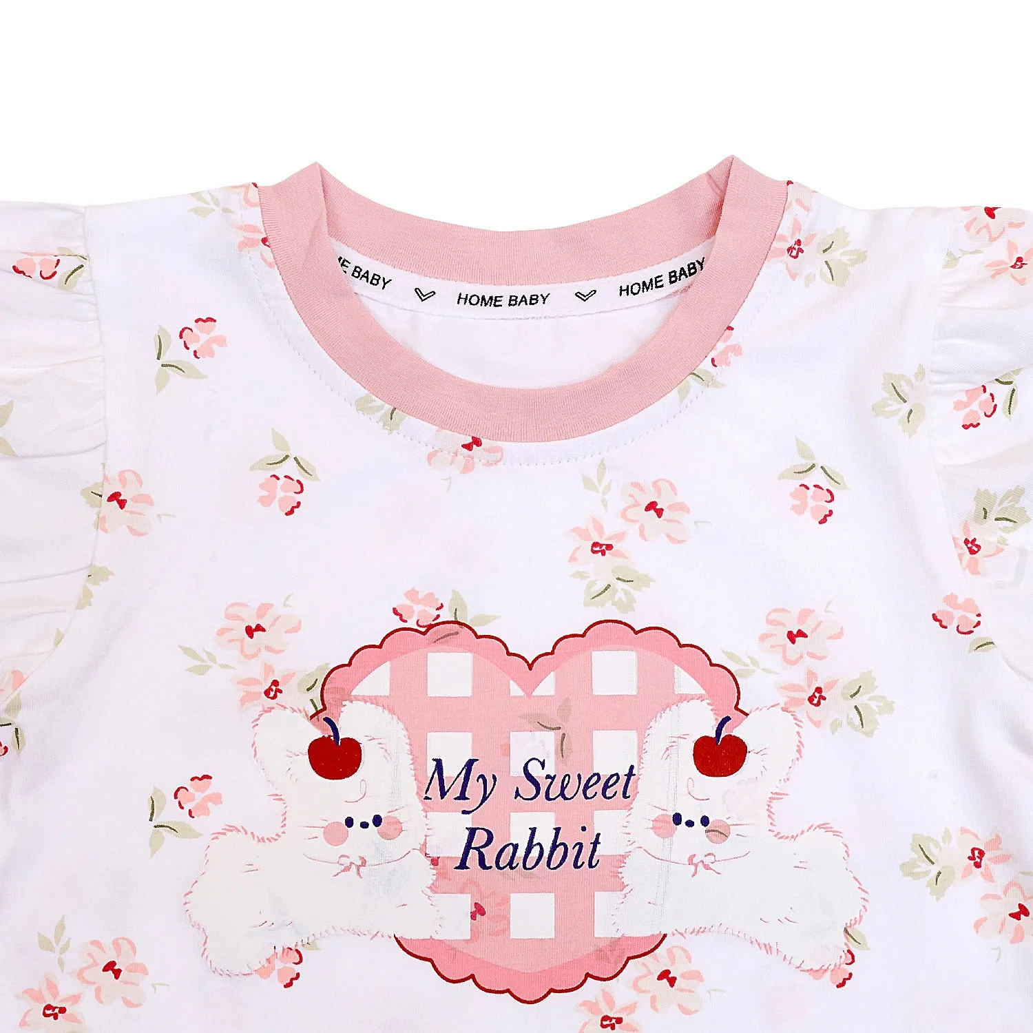 Rabbit Half Sleeves Shorts Set for Girls