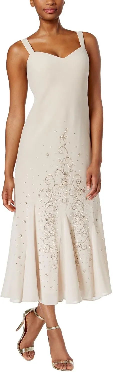 R&M Richards Womens Plus Chiffon Beaded Dress with Jacket