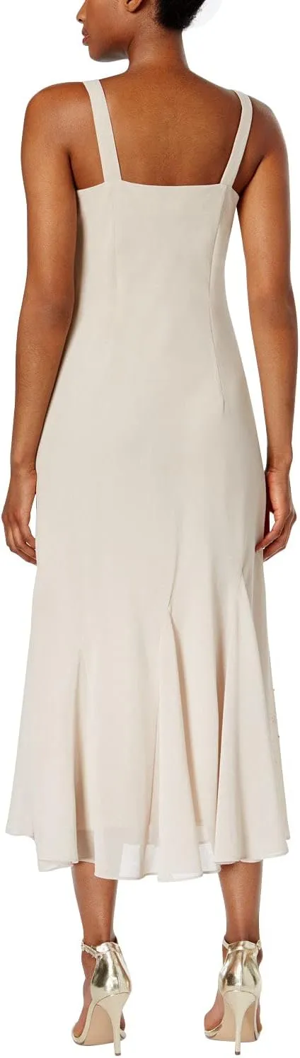 R&M Richards Womens Plus Chiffon Beaded Dress with Jacket