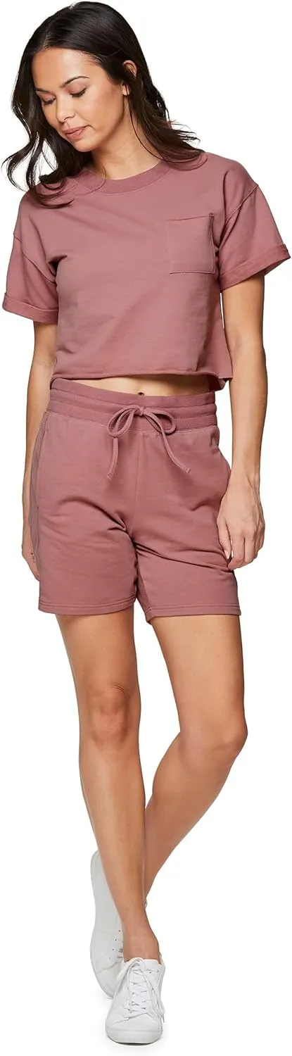 RBX Women's Relaxed Crop Top Athletic Fashion Yoga Short Sleeve Cropped T-Shirt