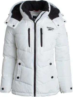 Reebok Women's Puffer Jacket - Heavyweight Quilted Puffer Jacket with Faux Fur Trim Hood - Outerwear Jackets for Women (S-XL)
