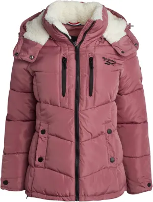 Reebok Women's Puffer Jacket - Heavyweight Quilted Puffer Jacket with Faux Fur Trim Hood - Outerwear Jackets for Women (S-XL)
