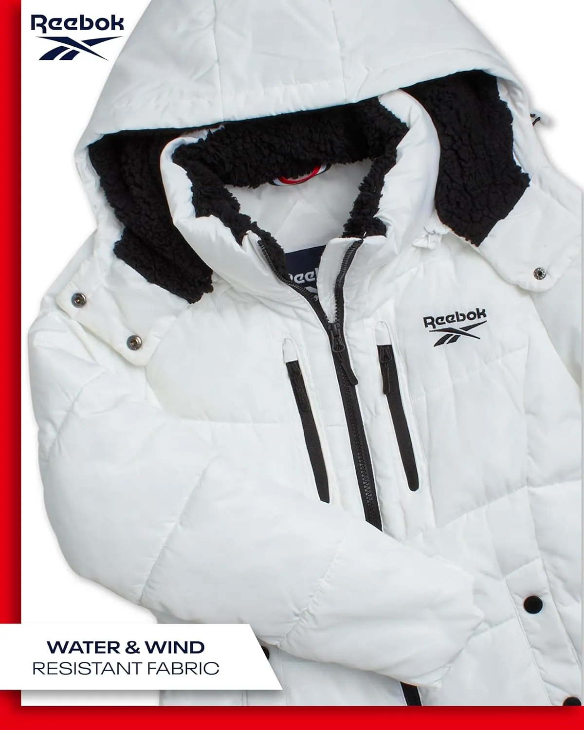 Reebok Women's Puffer Jacket - Heavyweight Quilted Puffer Jacket with Faux Fur Trim Hood - Outerwear Jackets for Women (S-XL)