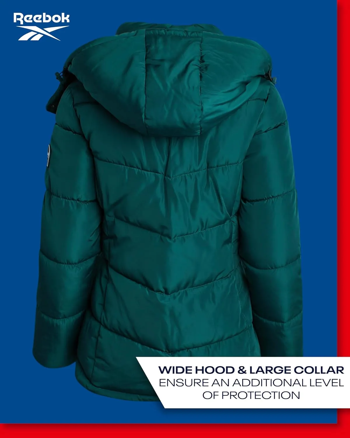 Reebok Women's Puffer Jacket - Heavyweight Quilted Puffer Jacket with Faux Fur Trim Hood - Outerwear Jackets for Women (S-XL)