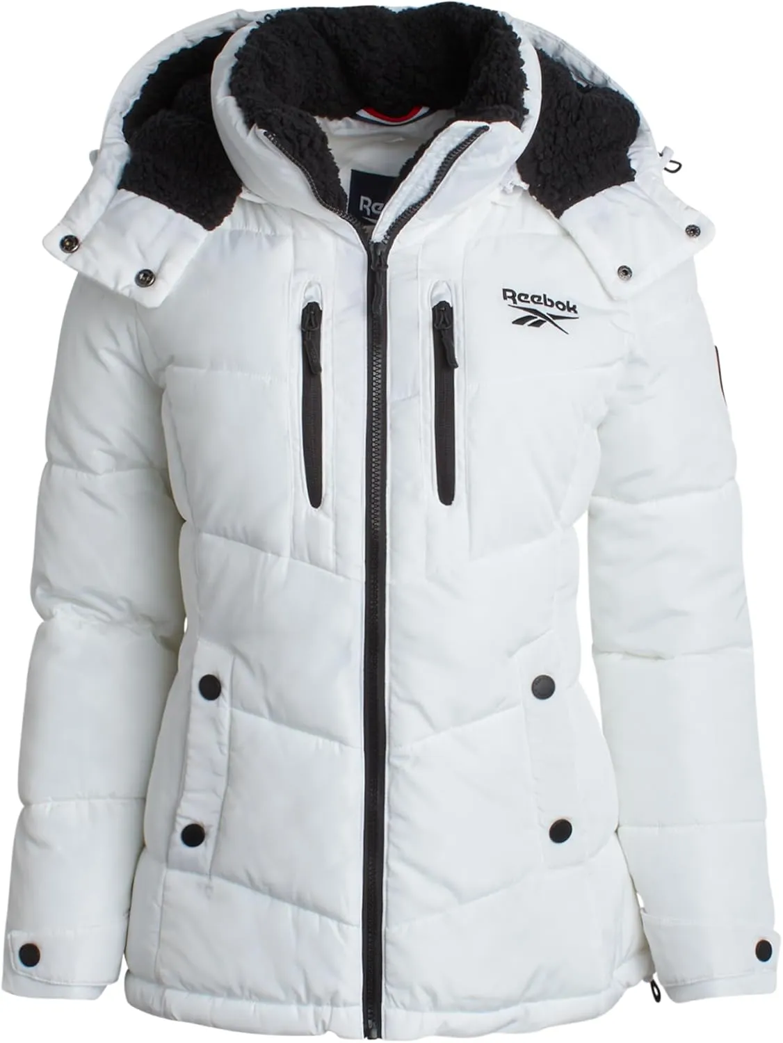 Reebok Women's Puffer Jacket - Heavyweight Quilted Puffer Jacket with Faux Fur Trim Hood - Outerwear Jackets for Women (S-XL)
