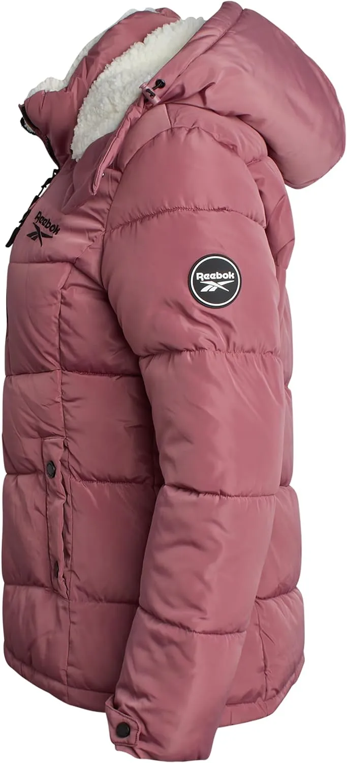 Reebok Women's Puffer Jacket - Heavyweight Quilted Puffer Jacket with Faux Fur Trim Hood - Outerwear Jackets for Women (S-XL)