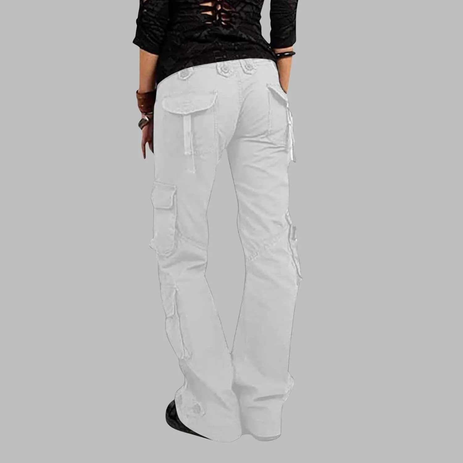 RKSTN Cargo Pants Women with Pockets High Waist Baggy Casual Trousers Wide Leg Solid Camp Hiking Pant Streetwear Overalls