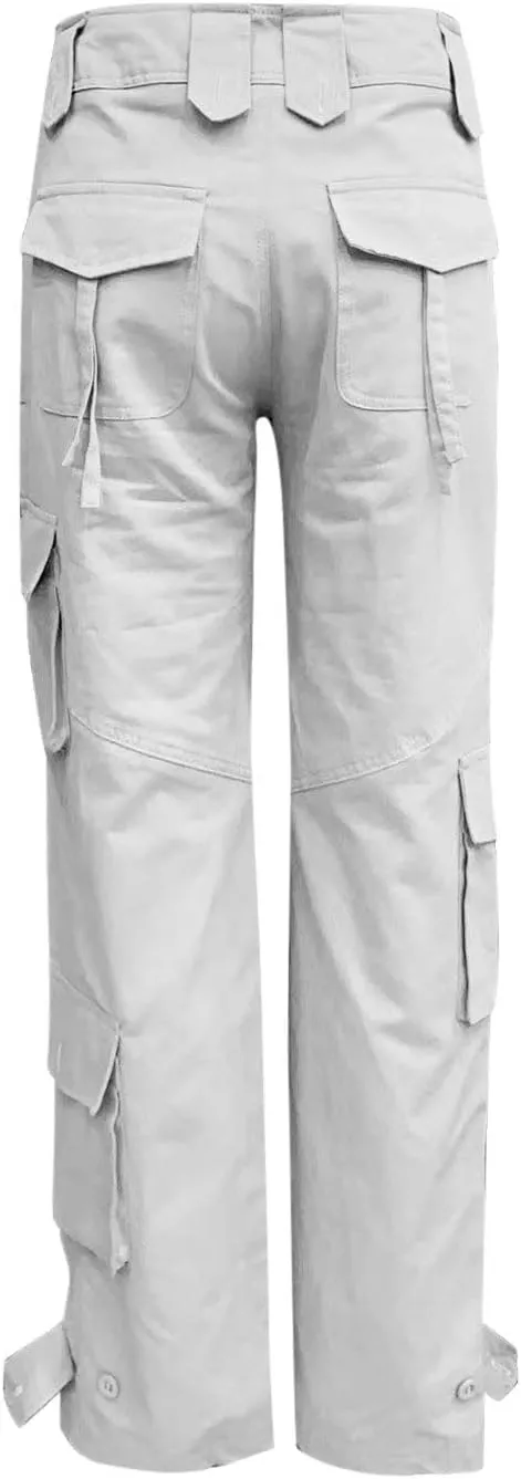 RKSTN Cargo Pants Women with Pockets High Waist Baggy Casual Trousers Wide Leg Solid Camp Hiking Pant Streetwear Overalls