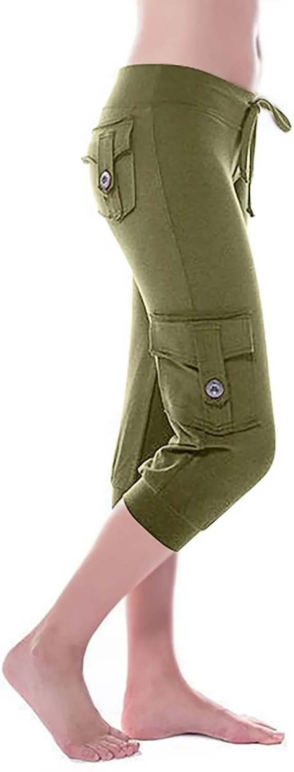 RKSTN Womens Capri Pants for Summer 2025 Casual Lightweight Leggings High Wasit Elastic Pant with Pockets Cropped Trousers