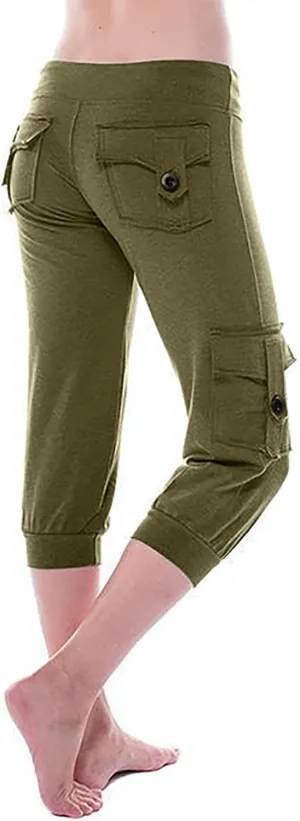 RKSTN Womens Capri Pants for Summer 2025 Casual Lightweight Leggings High Wasit Elastic Pant with Pockets Cropped Trousers