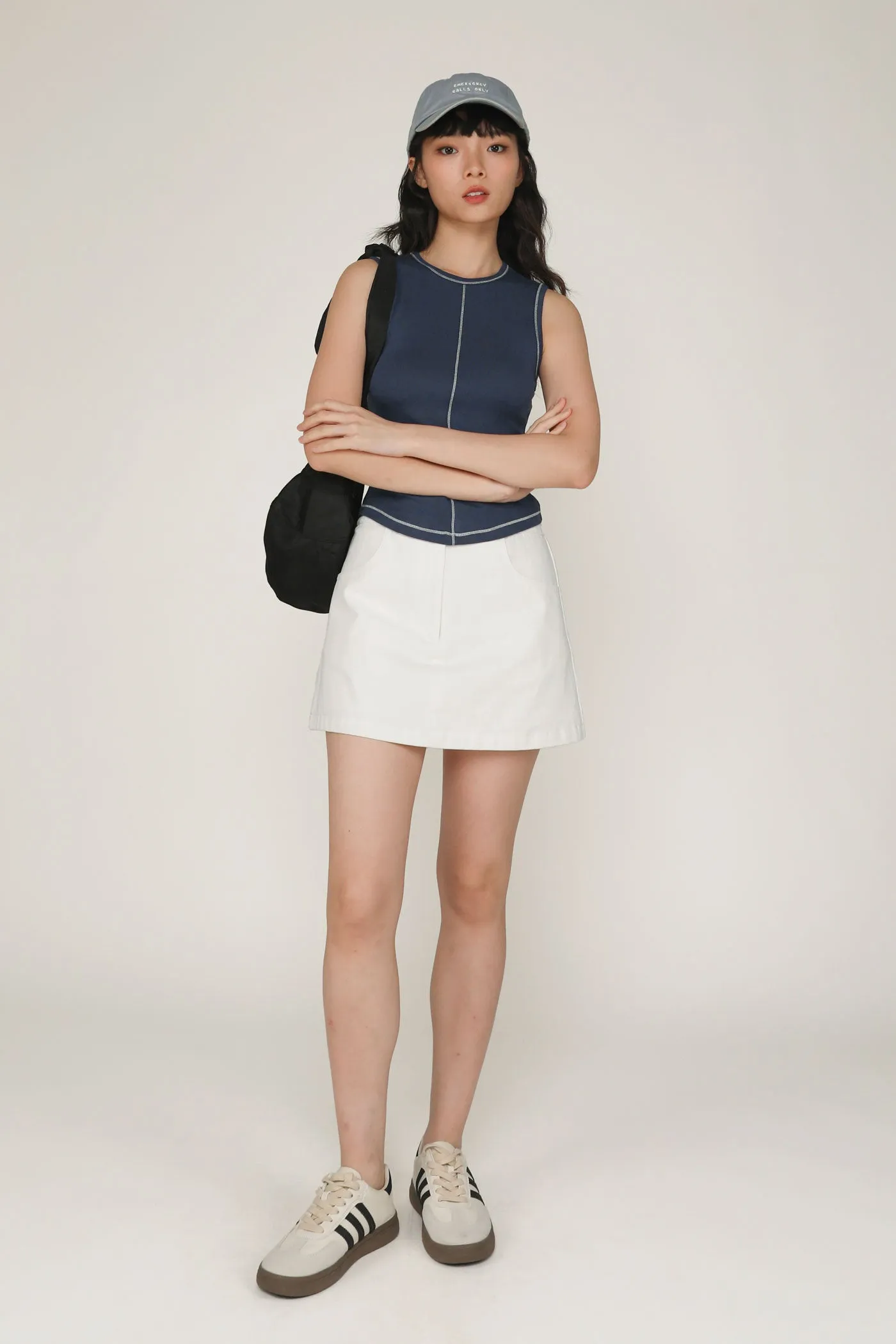 Rory Contrast Stitching Curved Hem Top Limited Edition