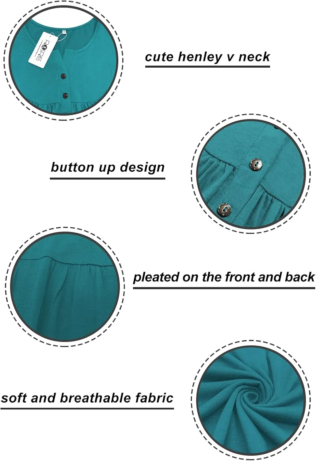 ROSRISS Womens-Plus-Size-Tops-Summer Buttons Up Henley Shirts V Neck Blouses Flowy Pleated Tunics Tee