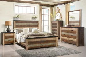 Sembene Bedroom Rustic Antique Multi-Color Eastern King Four-Piece Set