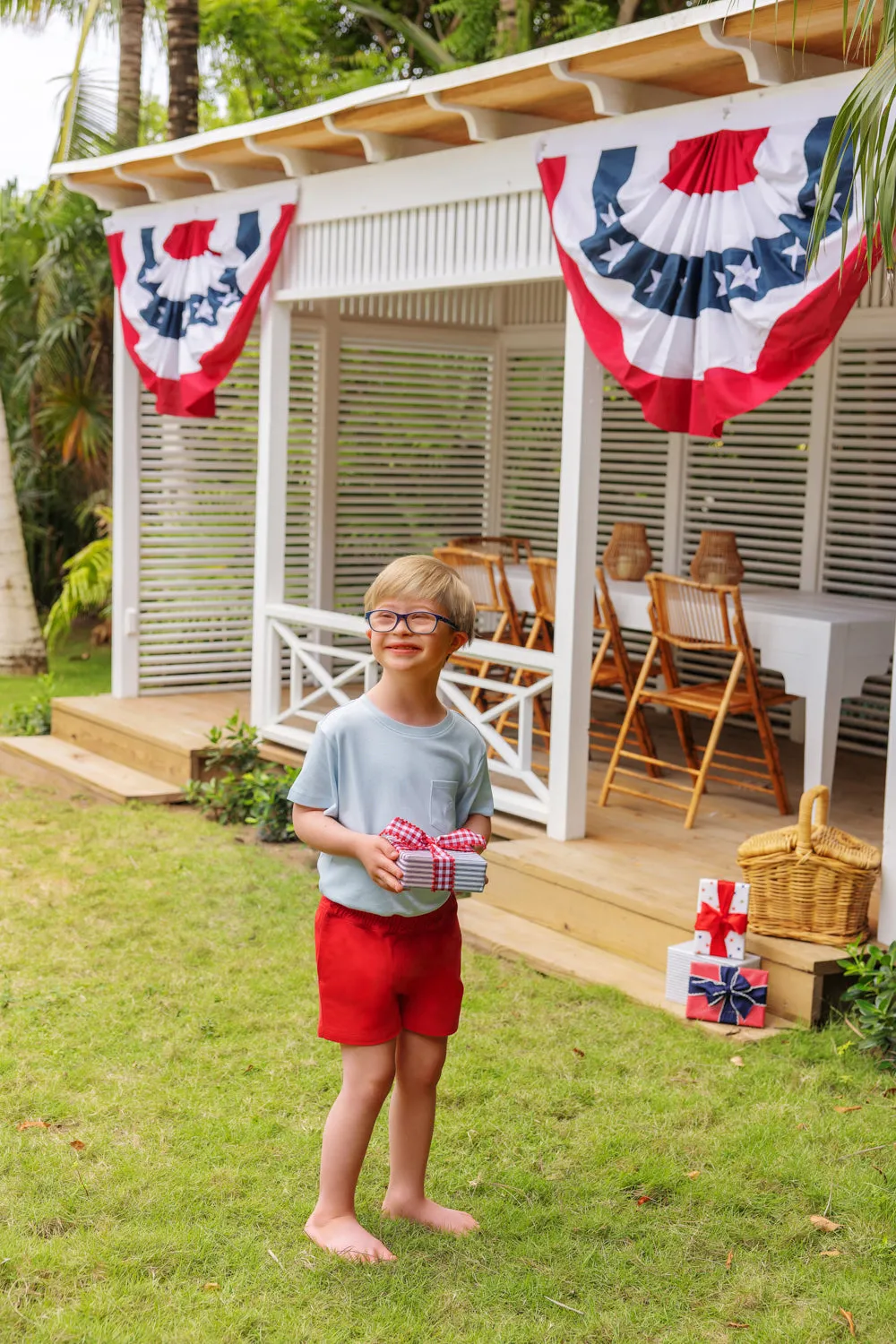 Sheffield Shorts - Richmond Red with Multicolor Stork
