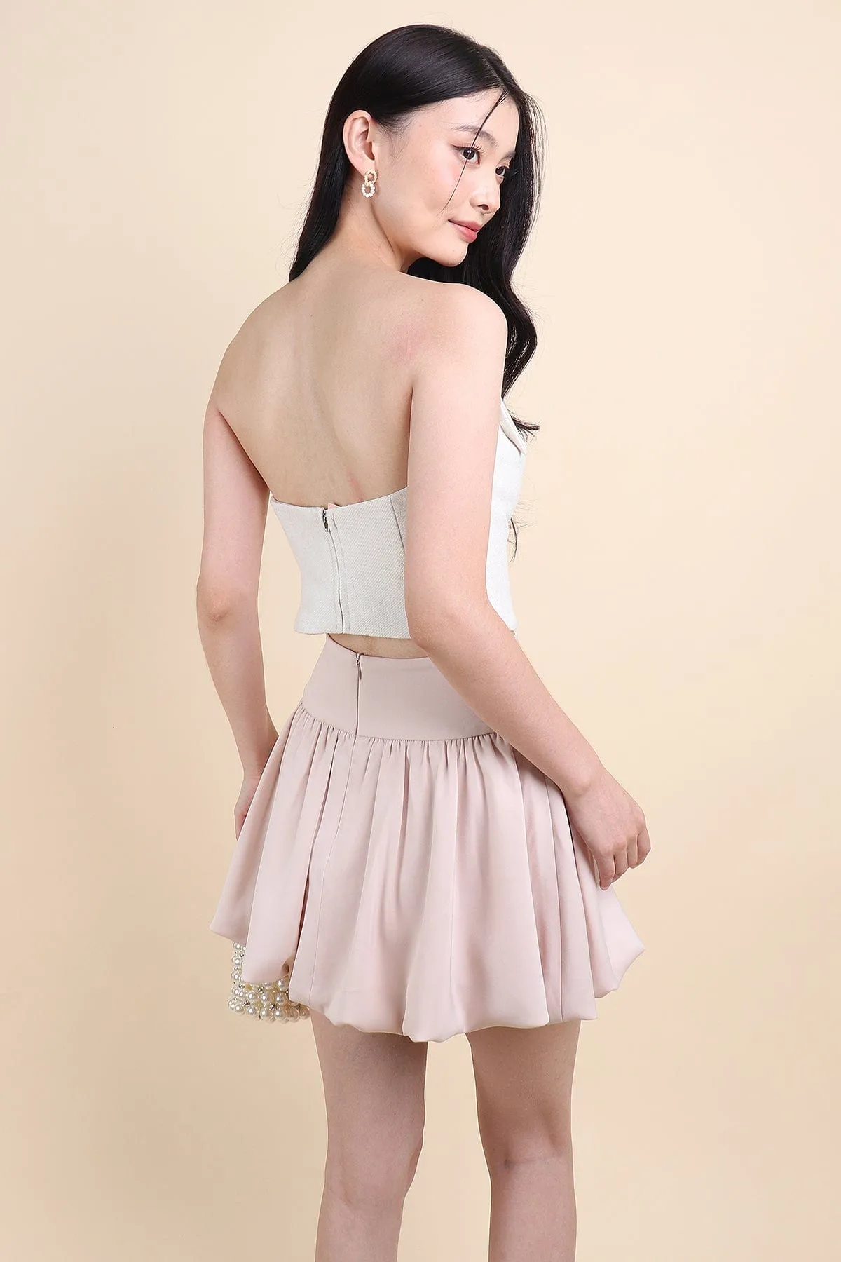 SHERA BUBBLE SKORTS IN PINK BEIGE