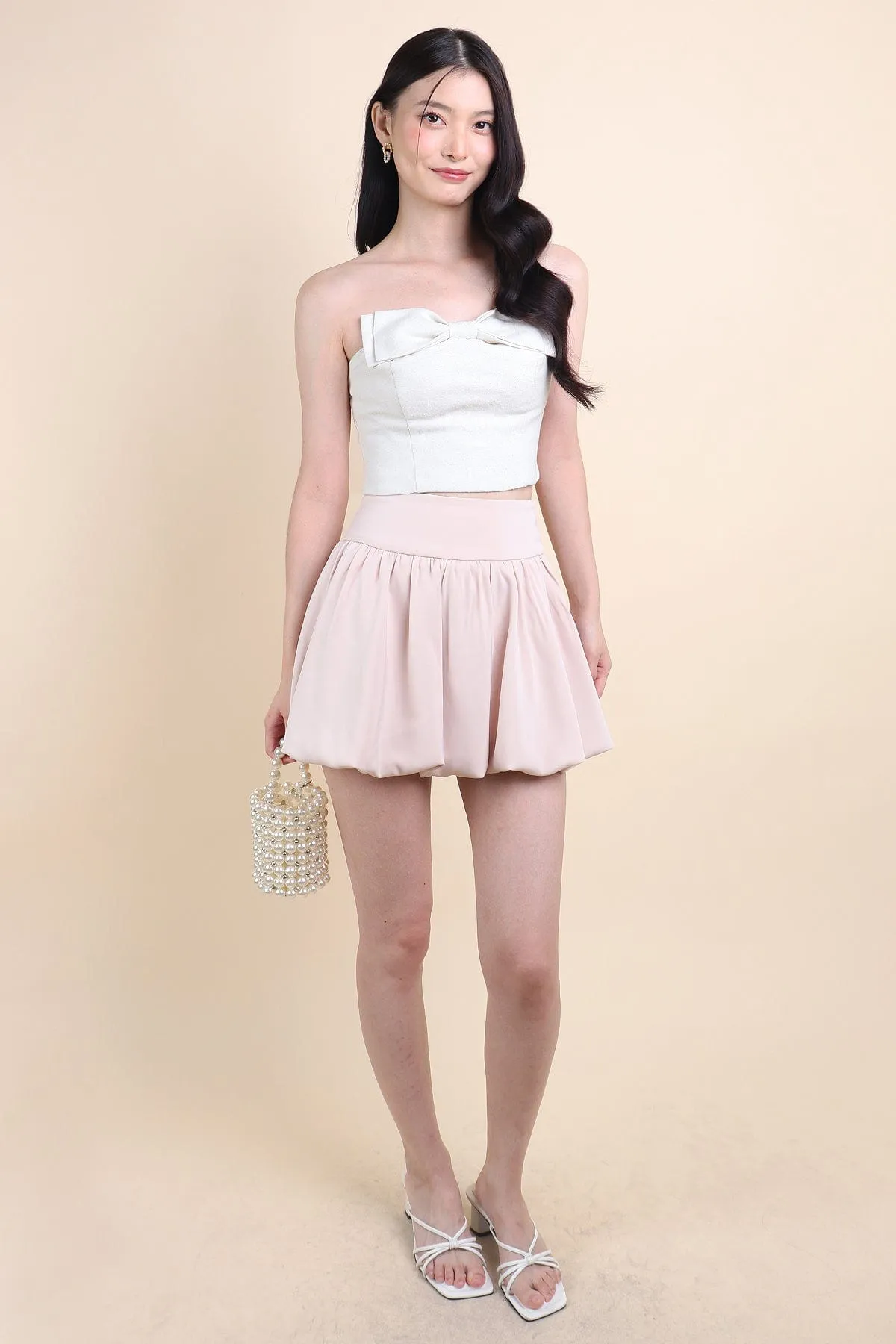 SHERA BUBBLE SKORTS IN PINK BEIGE