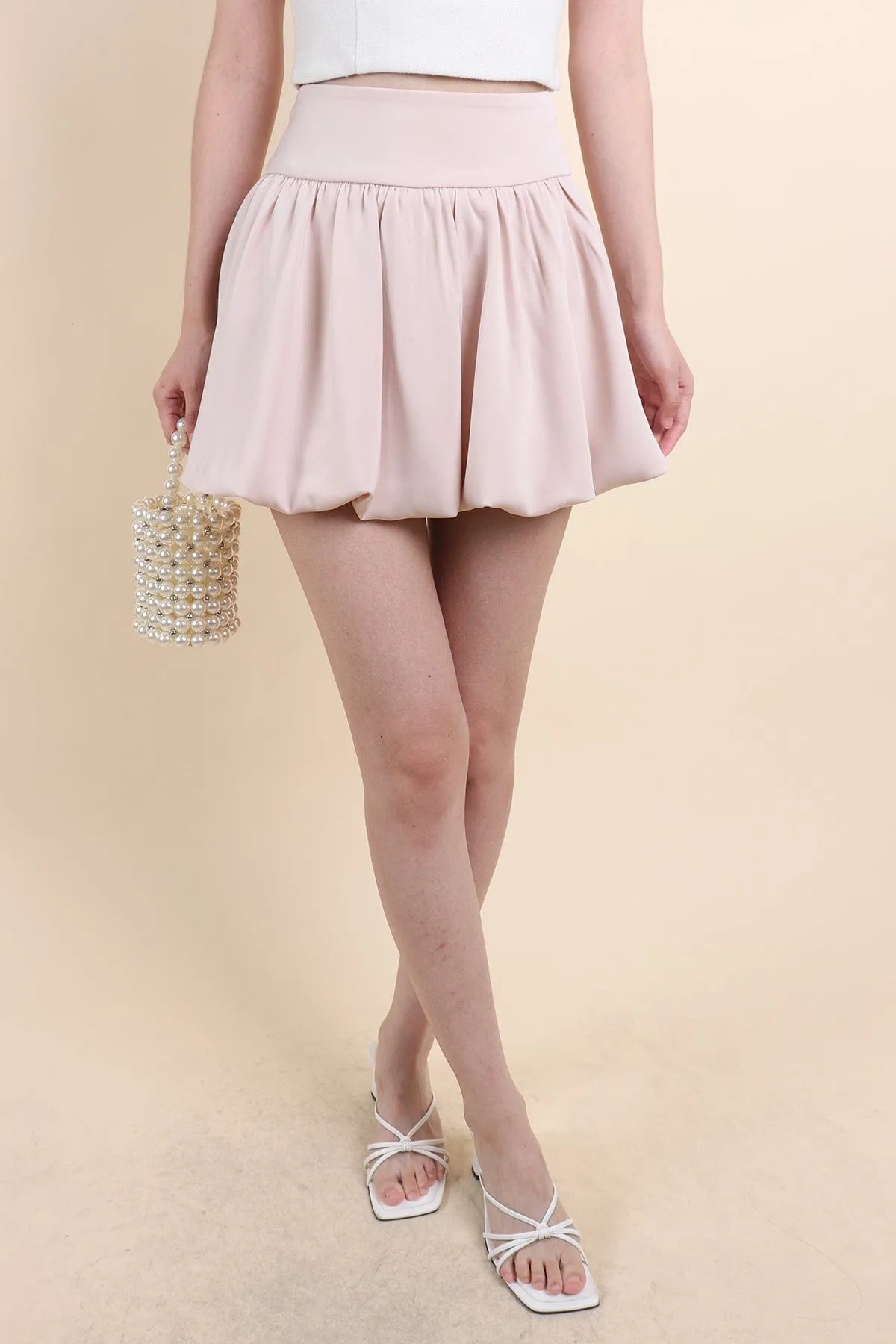SHERA BUBBLE SKORTS IN PINK BEIGE