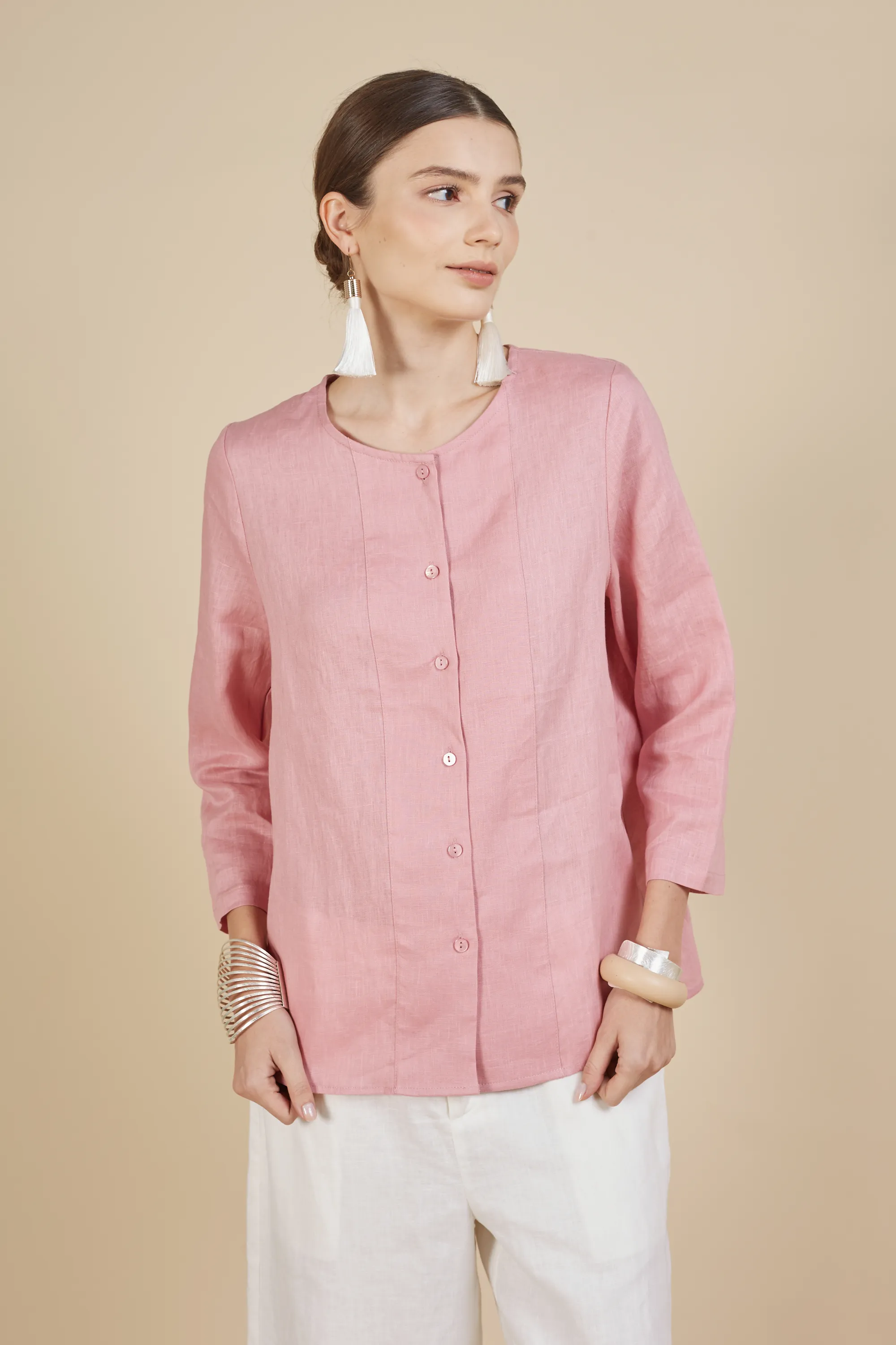 SHINA BUTTON UP LINEN BLOUSE