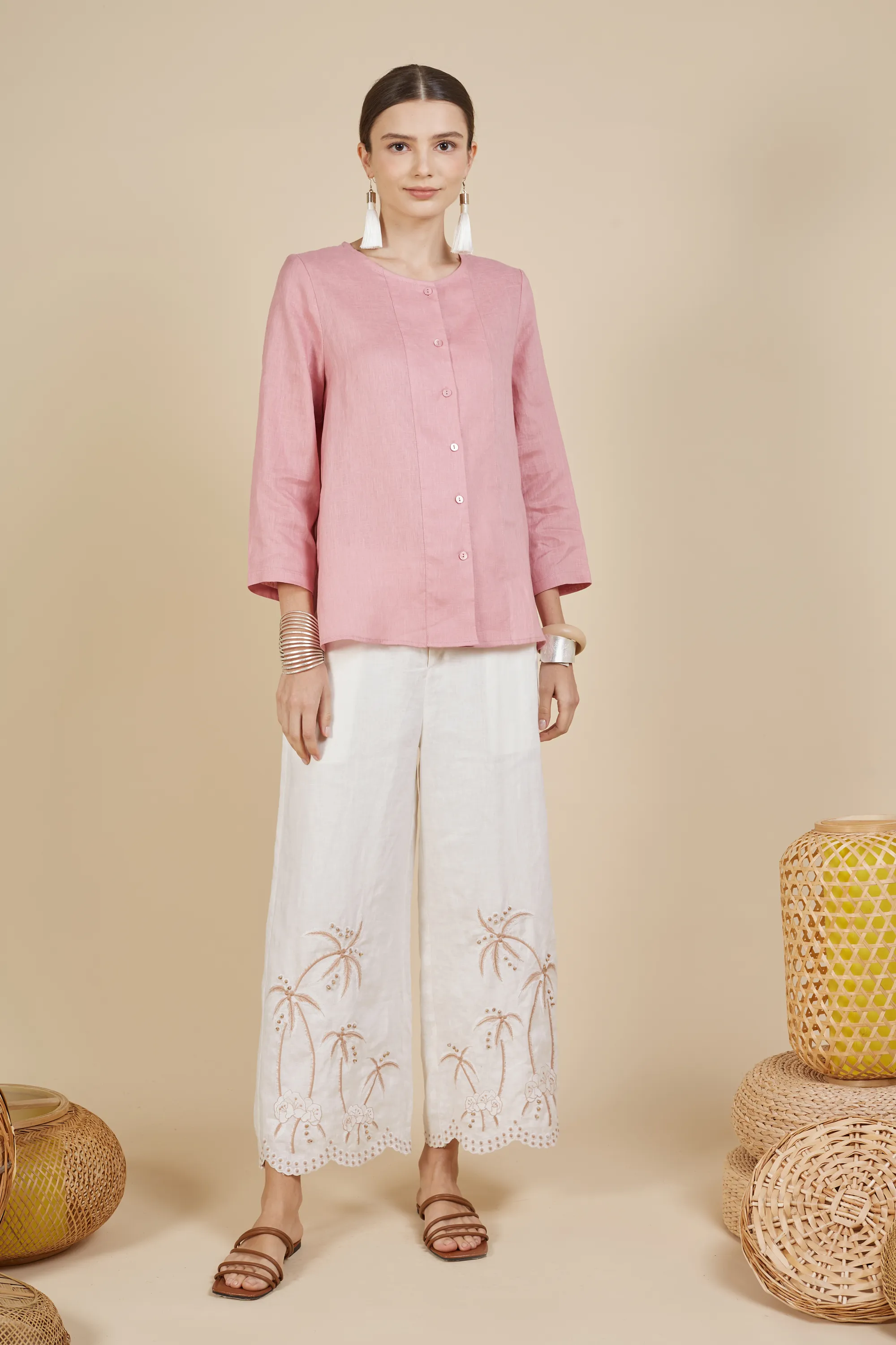 SHINA BUTTON UP LINEN BLOUSE