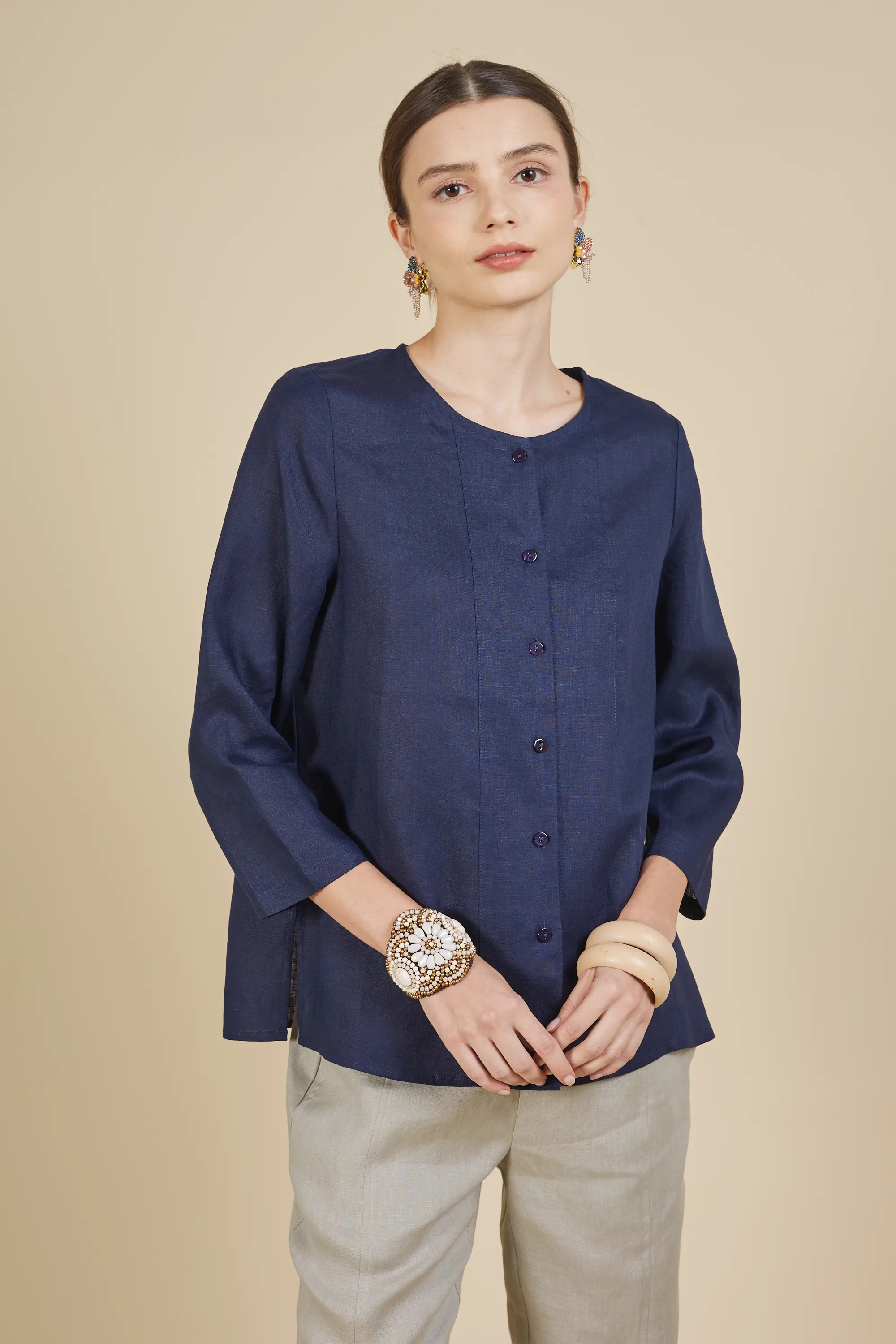 SHINA BUTTON UP LINEN BLOUSE