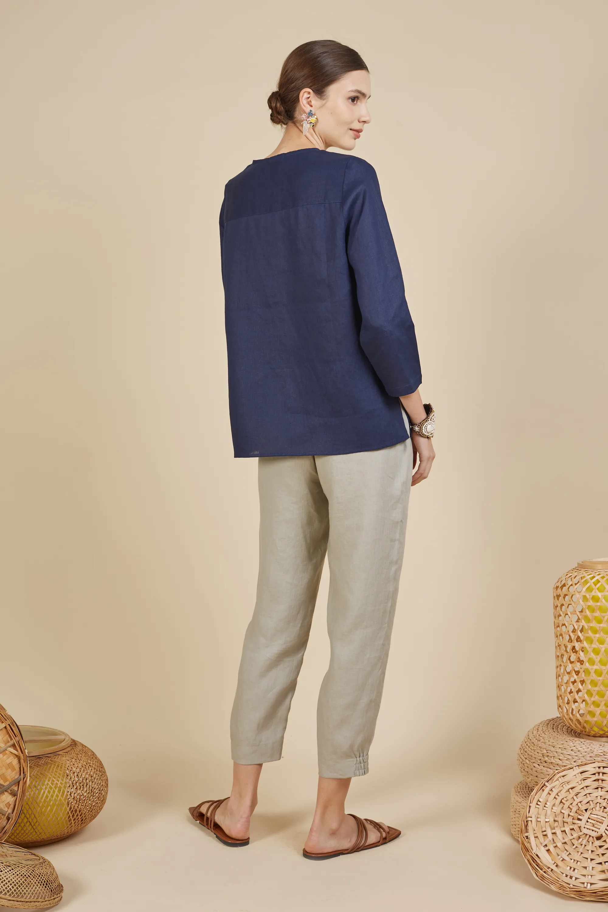 SHINA BUTTON UP LINEN BLOUSE