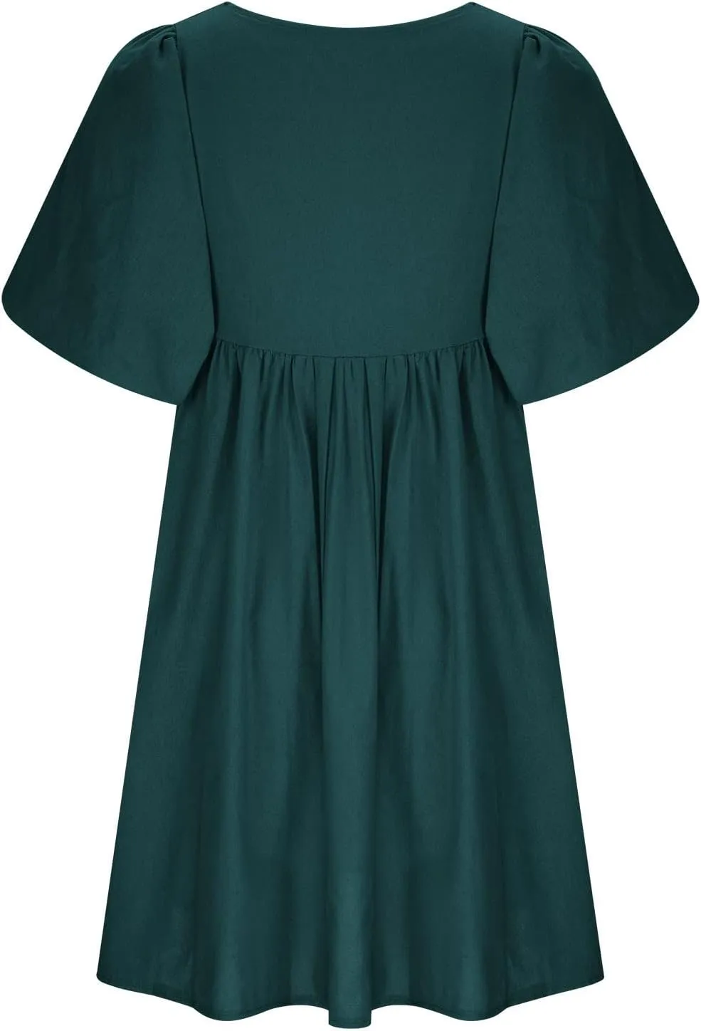 Short Dresses for Women 2024 Lounge Summer Puff Sleeve Knee Length Dresses v Neck Loose Fit Tie Mini Dresses