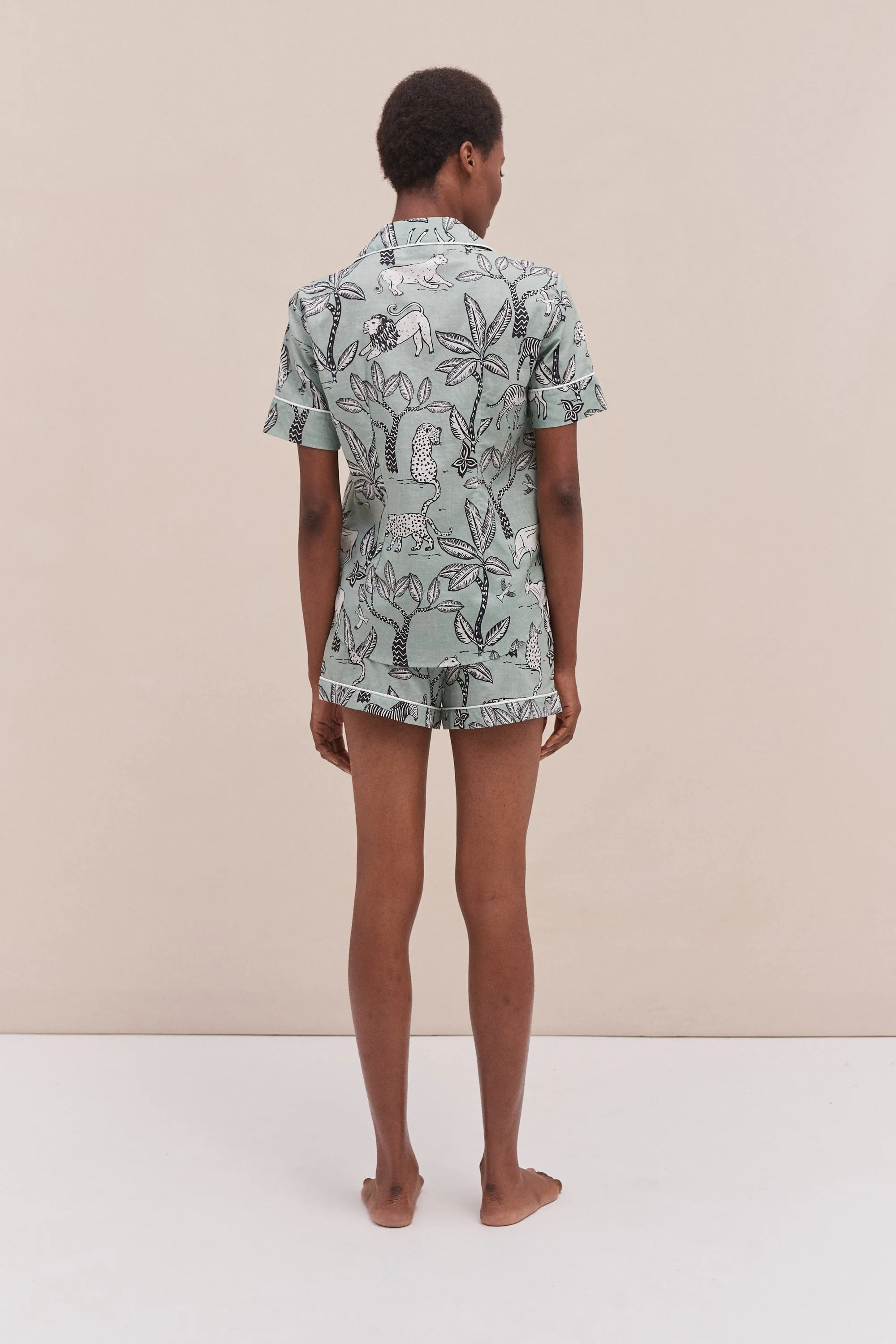 Short Pyjama Print Serengeti Safari Print Green
