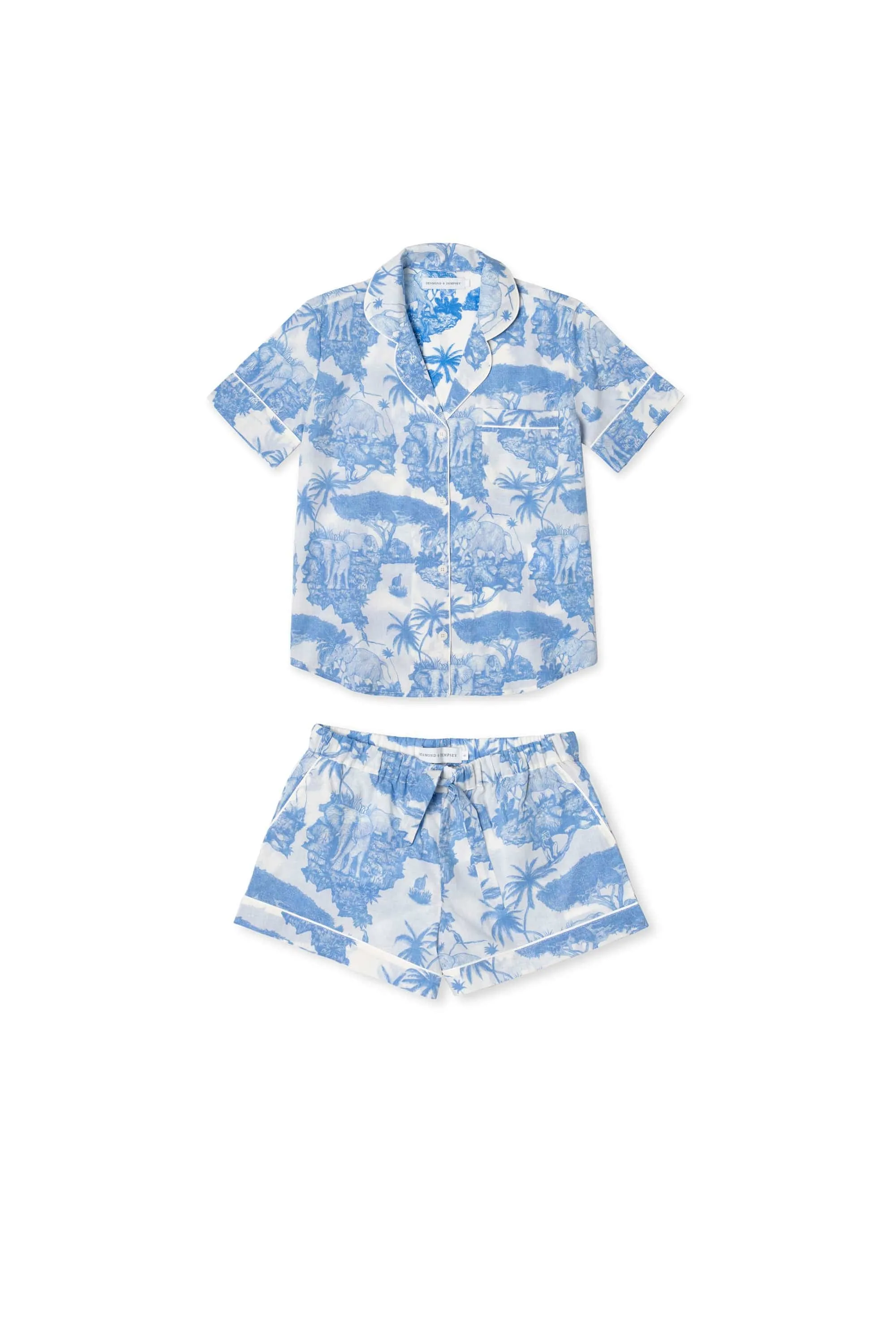 Short Pyjama Set Loxodonta Print Blue