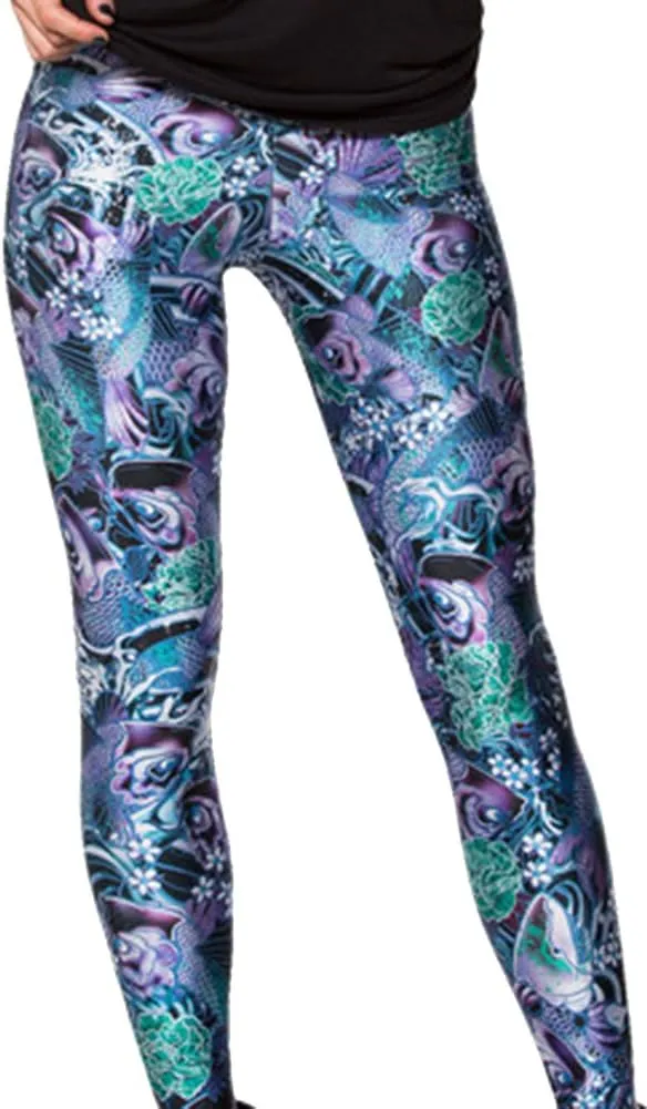 Sister Amy Women's Floral Printed Footless Elastic Tights Legging