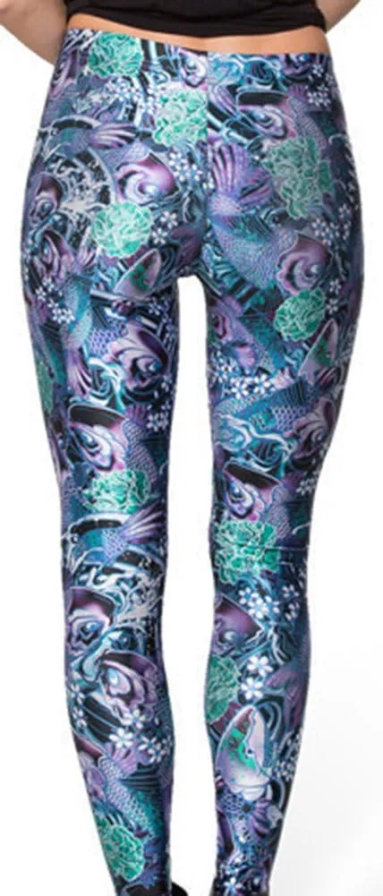 Sister Amy Women's Floral Printed Footless Elastic Tights Legging