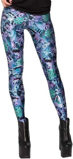 Sister Amy Women's Floral Printed Footless Elastic Tights Legging