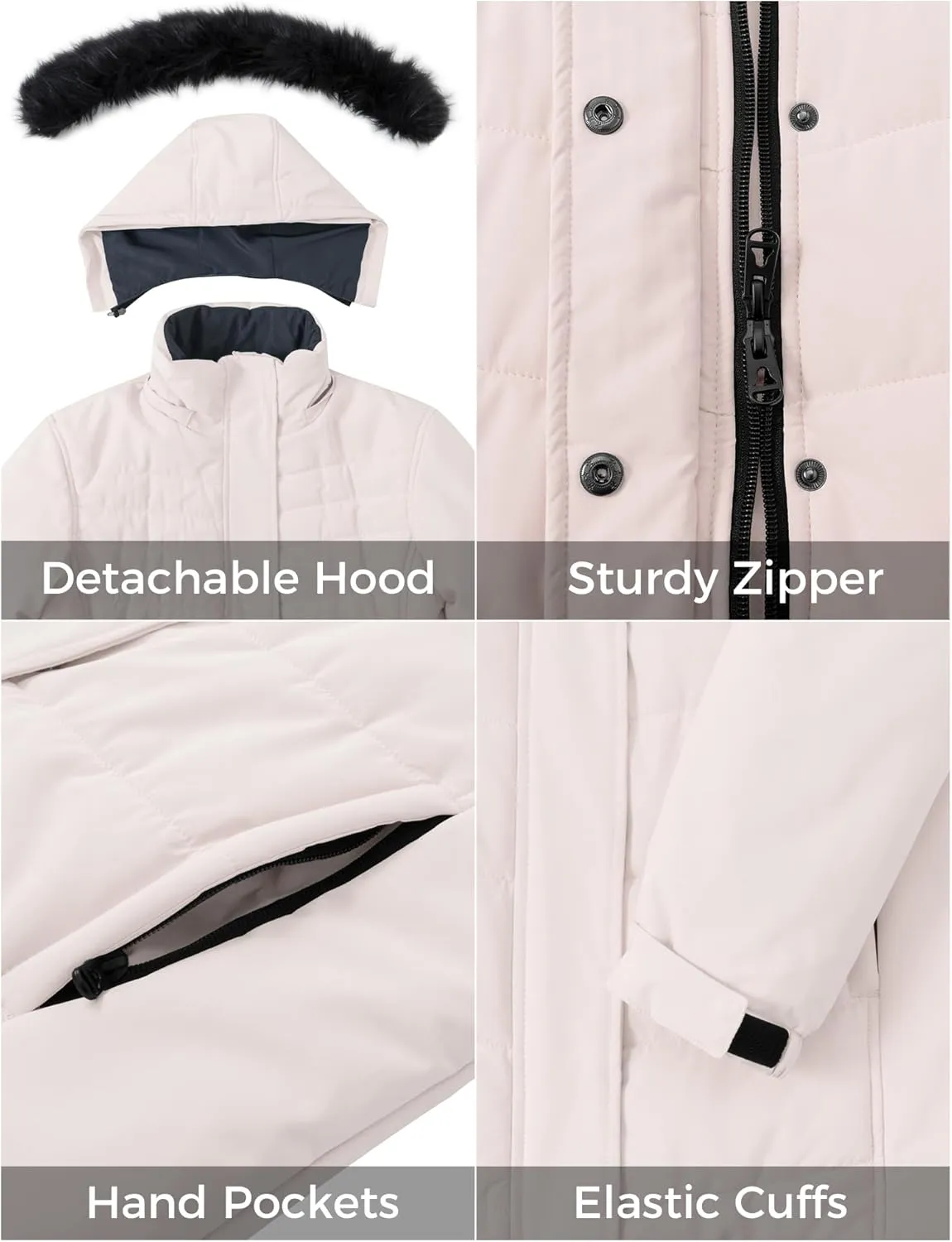 Skieer Women's Waterproof Ski Jacket Windproof Warm Winter Coat Thick Padded Snow Parka