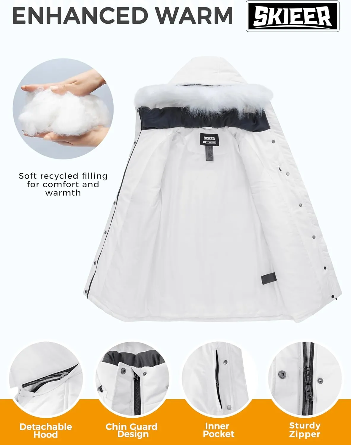 Skieer Women's Waterproof Ski Jacket Windproof Warm Winter Coat Thick Padded Snow Parka