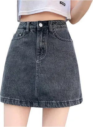 Skirts for Women Denim Mini Cargo Skirt Mid Rise Soft Button Up Bodycon Y2K Trendy Casual Jean Skirt Shorts Slim Fit