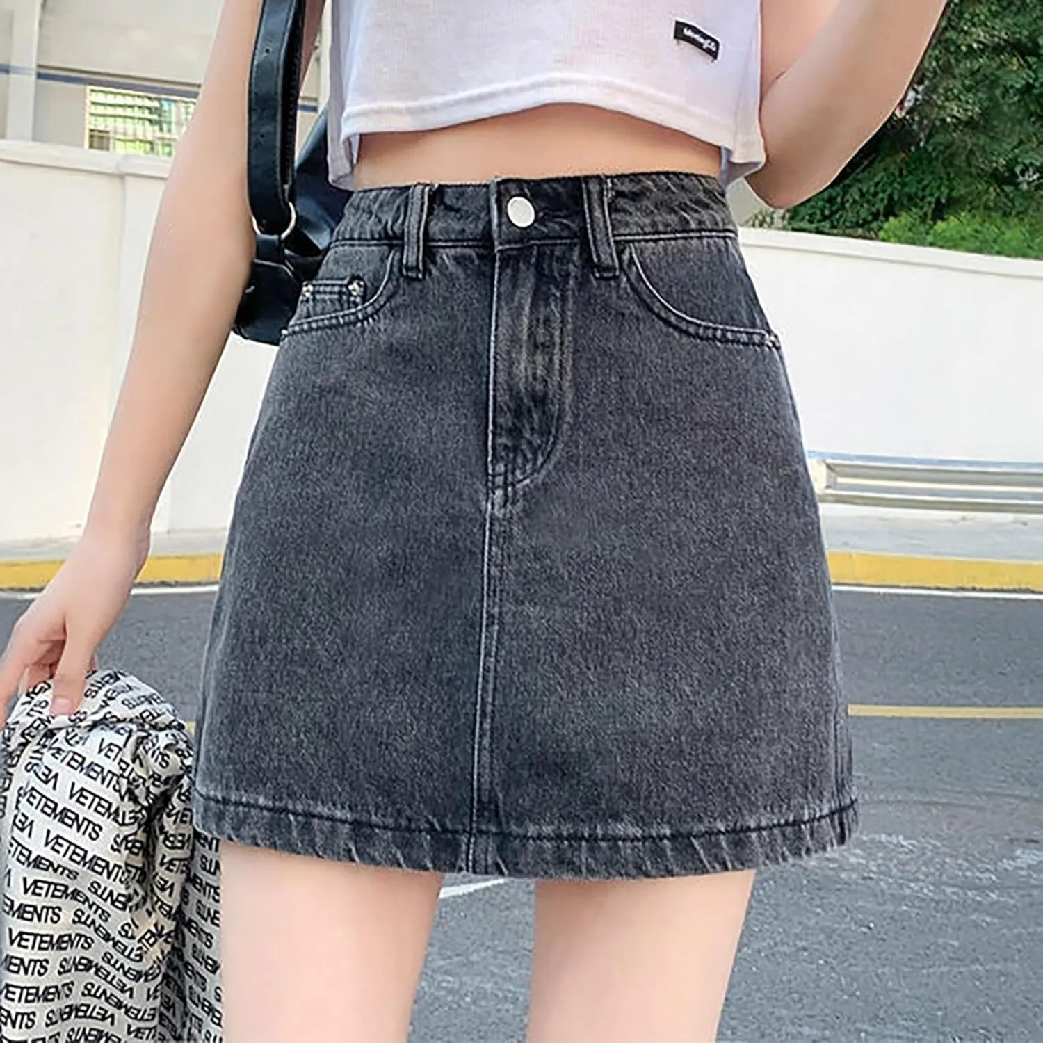 Skirts for Women Denim Mini Cargo Skirt Mid Rise Soft Button Up Bodycon Y2K Trendy Casual Jean Skirt Shorts Slim Fit