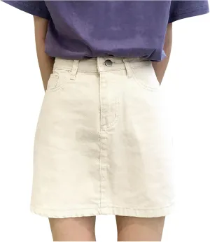Skirts for Women Denim Mini Cargo Skirt Mid Rise Soft Button Up Bodycon Y2K Trendy Casual Jean Skirt Shorts Slim Fit