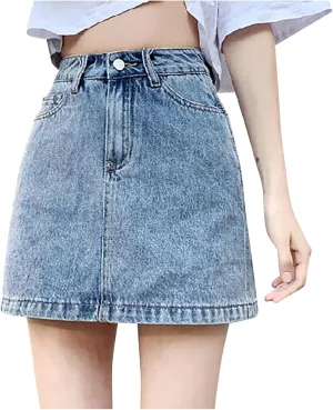Skirts for Women Denim Mini Cargo Skirt Mid Rise Soft Button Up Bodycon Y2K Trendy Casual Jean Skirt Shorts Slim Fit